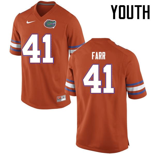 NCAA Florida Gators Ryan Farr Youth #41 Nike Orange Stitched Authentic College Football Jersey EYU3864JM